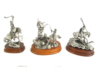 Three Native Pewter sculptures by Pollard & Boyett