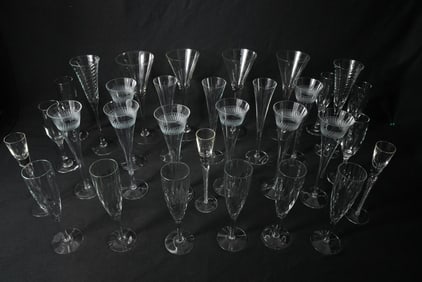 Collection of 30 Fluted stemware glasses
