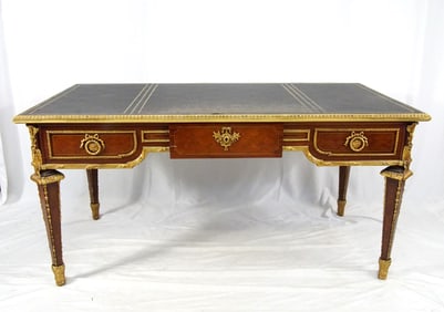 French Louis XVI Bureau Plat with bronze ormolu