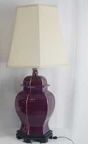 Large Republic Period Chinese Plum Glaze Lamp