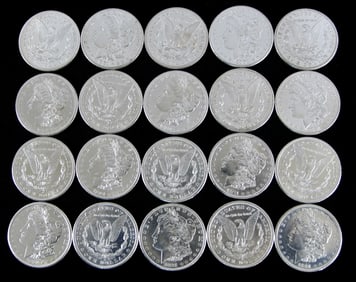 Twenty 1881-S Uncirculated Morgan Silver Dollars