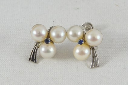 14kt White Gold Pair of Pearl Earrings