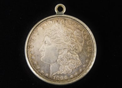 1896 Morgan Silver Dollar Pendant with Bezel