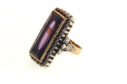 Antique large amethyst and diamond ring