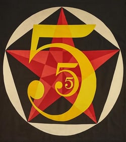 Robert Indiana "Golden Fives" Felt Tapestry