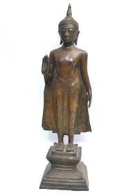 Antique Bronze standing Sukhothai Buddha