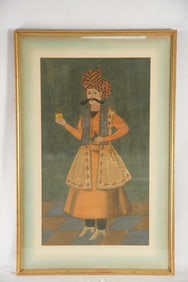 19th c. Mahal Painting on Linen - Maharaja