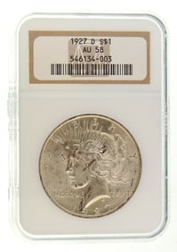 NGC AU58 1927-D Peace Dollar