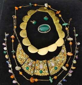 Multi gemstone silver necklaces, Voubel