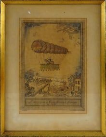 Antique French Engraving 1786 Air Balloon