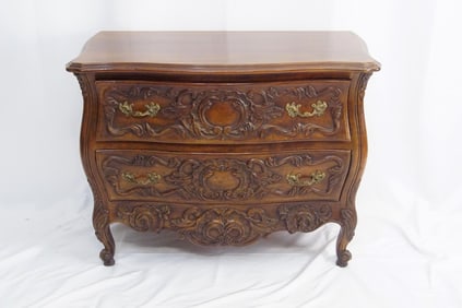 French Style Highly Carved 2-Drawer Commode