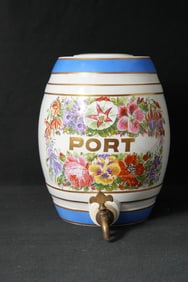Floral painted Ceramic 'Port' Barrel w spigot