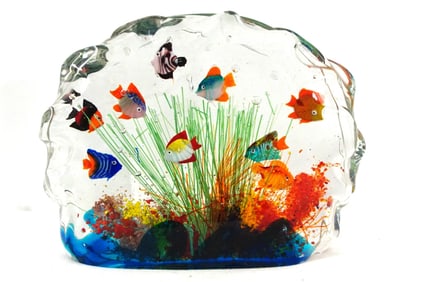 Murano glass clam form fish sculpture