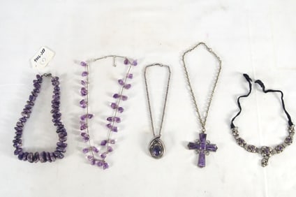 Raw Amethyst silver necklaces, Mexico pendant