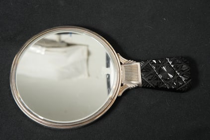 Art Deco beveled round mirror