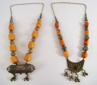 Ethnographic Yemen Silver beaded necklaces
