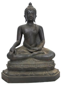 Antique Bronze Seated Sukhothai Buddha