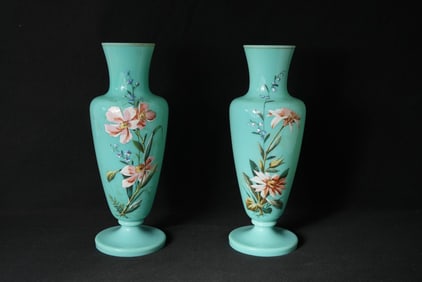 2 Pair of antique Bristol blue glass vases