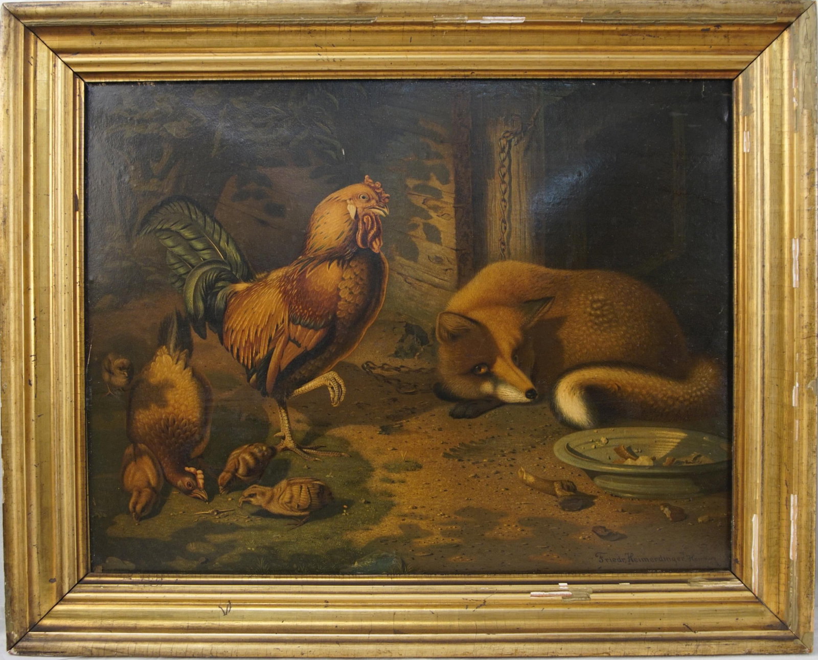 Freida Hermerdinger Antique Print - Fox in Hen (1 of 3)