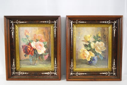 Pair of 19th Century frames- Stillife roses