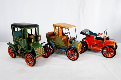 5 Vintage Tin Japanese Friction Toy Cars