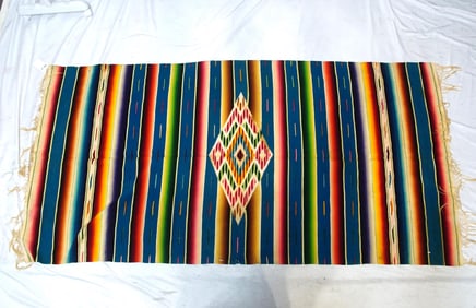 Mexican Rainbow Saltillo Wool Serape Weaving