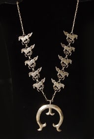 Native silver Naja necklace with horses