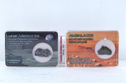 Cased Martian and Lunar Meteorite specimens