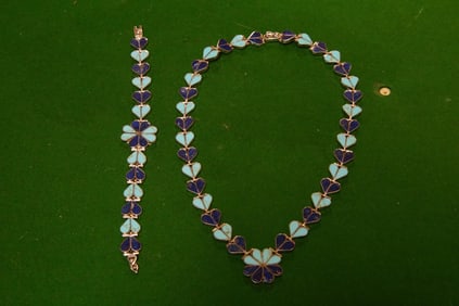 Lapis and turquoise necklace and bracelet
