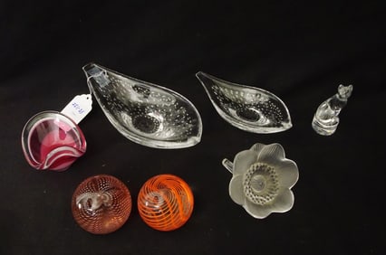 7pcs Murano, Swedish, Lalique art glass