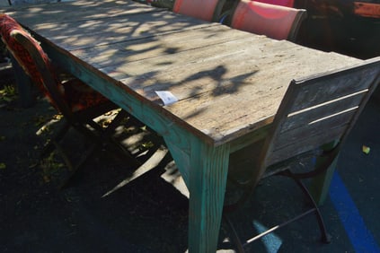Antique Farm Table and 5 chairs