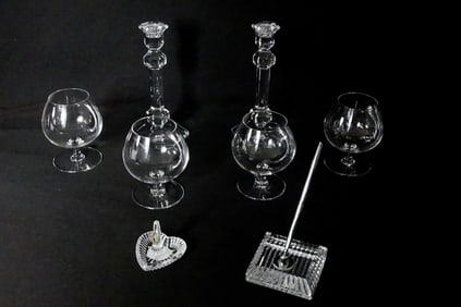 Val St Lambert candle sticks, 4 Brandy's