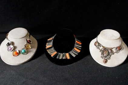 Modern Silver Necklaces with gemstones