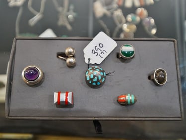 7 Vintage Mexico mid century modern rings