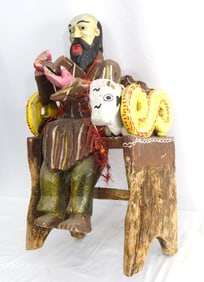 An Antique Mexican Santo Isidore with Bull