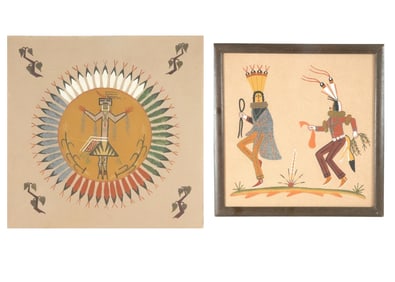 Two Navajo Yeibichai Sand paintings