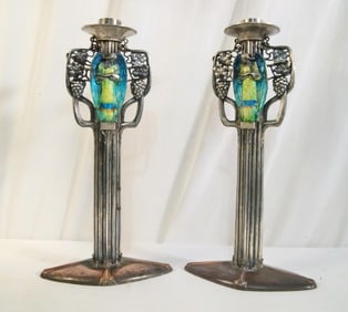 Rare Art Nouveau (Craftsman) period candlesticks