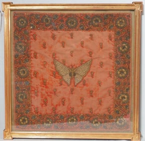 Antique Gold Thread Butterfly Tapestry