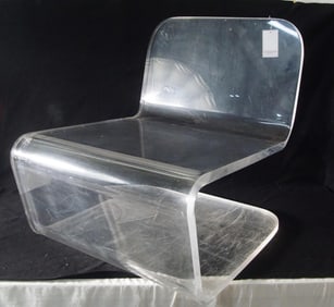 Lucite Mid Century Modern Curved Chair signed