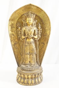 19th c. Gilt Bronze Sino-Tibetan Temple Buddha