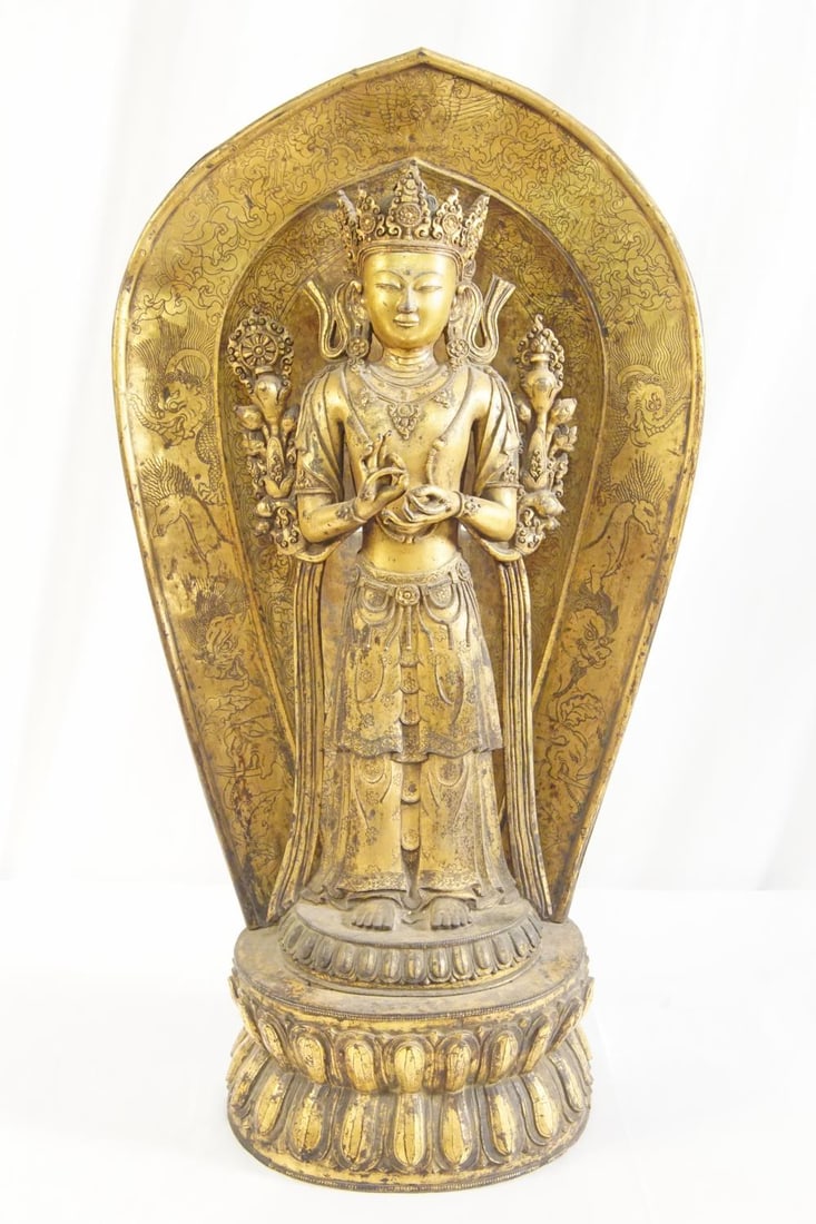 19th c. Gilt Bronze Sino-Tibetan Temple Buddha (1 of 20)