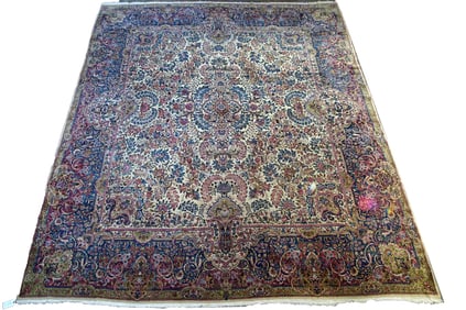 Antique Lavar Kerman palace size rug