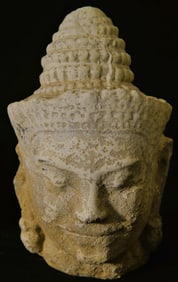 Stone Carved Garden Khmer style Buddha head