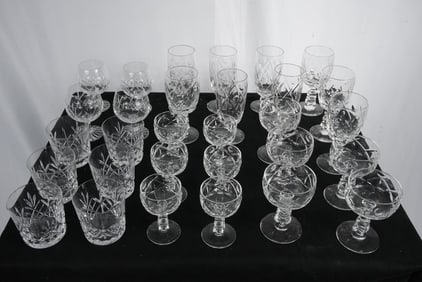 30 pcs Lismore Cut Crystal stemware