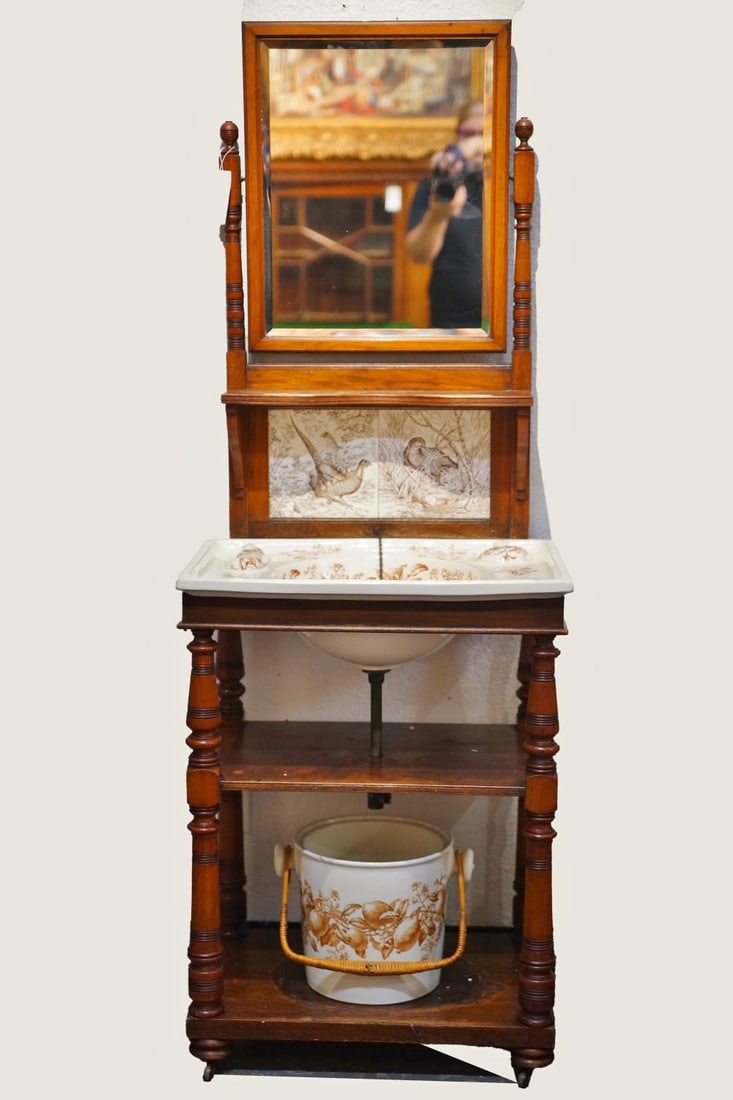 Antique French Wash stand with mirror (1 of 5)