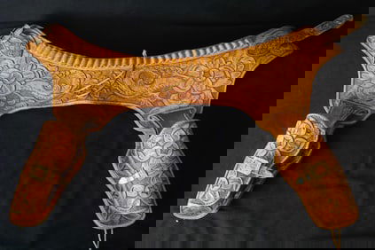 Sterling and Leather tooled Gun belt & holster rig