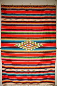 Vintage Double Rainbow Saltillo blanket