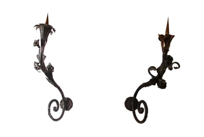18/19th cent Wrought iron wall candle sconces