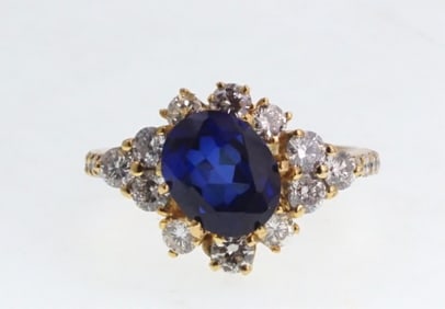14kt gold 4 ct Burma Sapphire & diamond ring