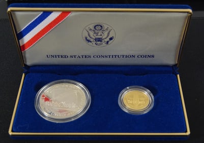 1987 US Constitution Silver 1$ and Gold 5$ Coins